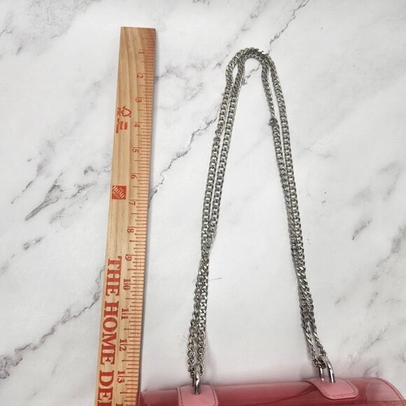 Barbiecore Pink Acrylic Purse Baguette Minibag Metal Chain Handle - Picture 7 of 8